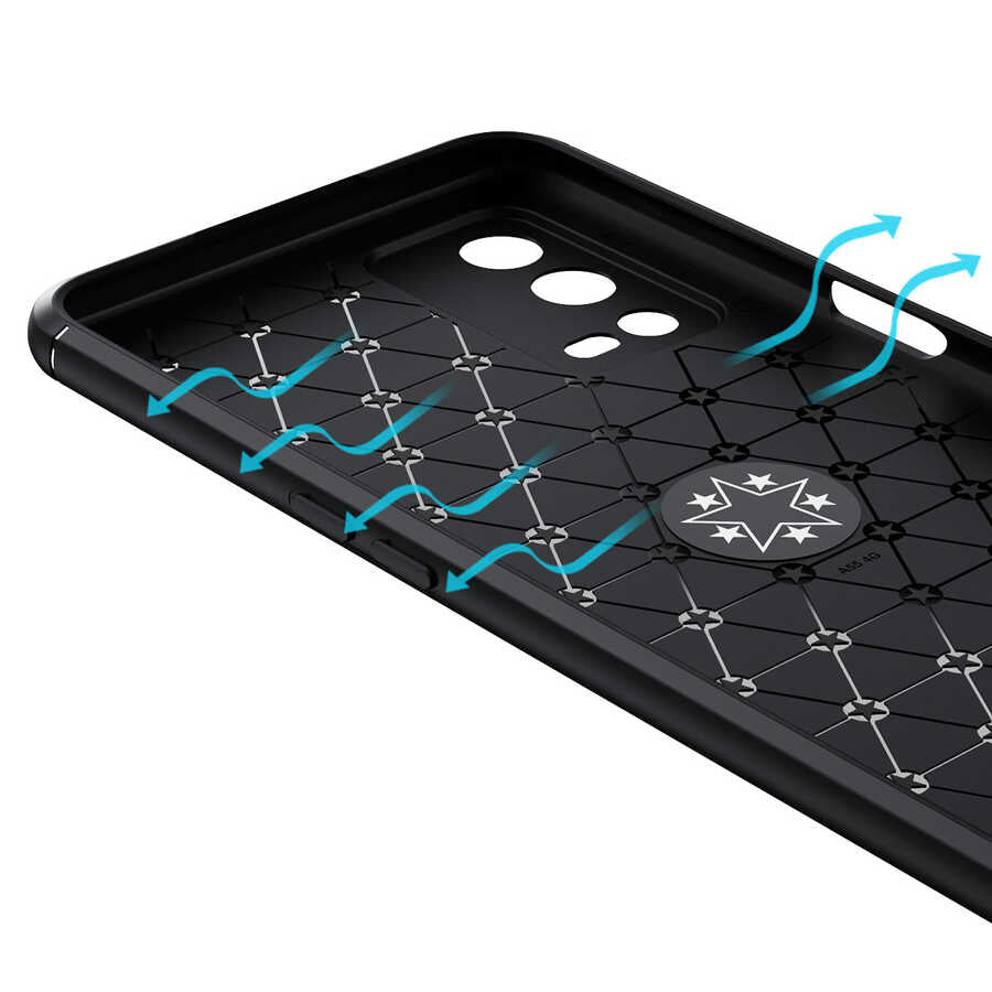 Oppo A55 4G Kılıf Zore Ravel Silikon Kapak Siyah-Mavi