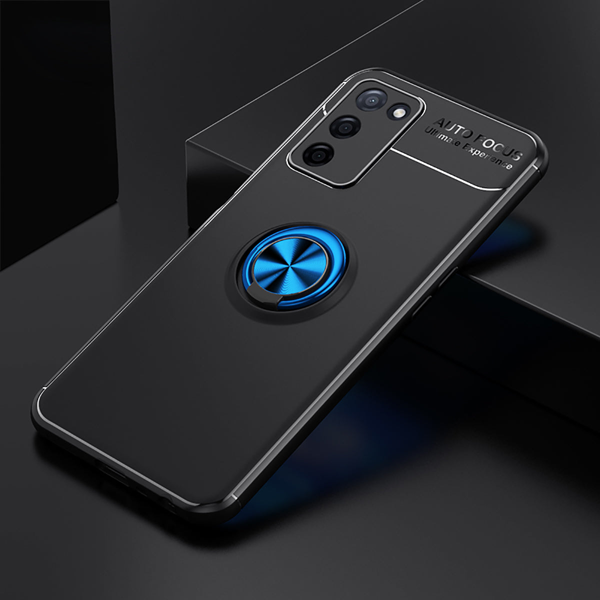 Oppo A55 5G Kılıf Zore Ravel Silikon Kapak Siyah-Mavi