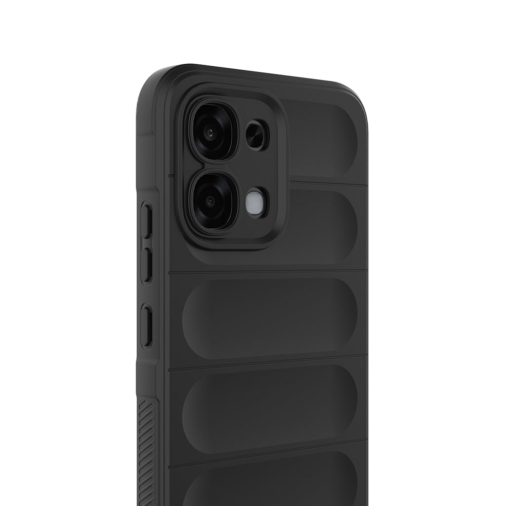 Oppo A6 Pro Kılıf Esnek TPU Oyuklu Arka Yüzey Tasarımlı Etnik Silikon Kapak Siyah