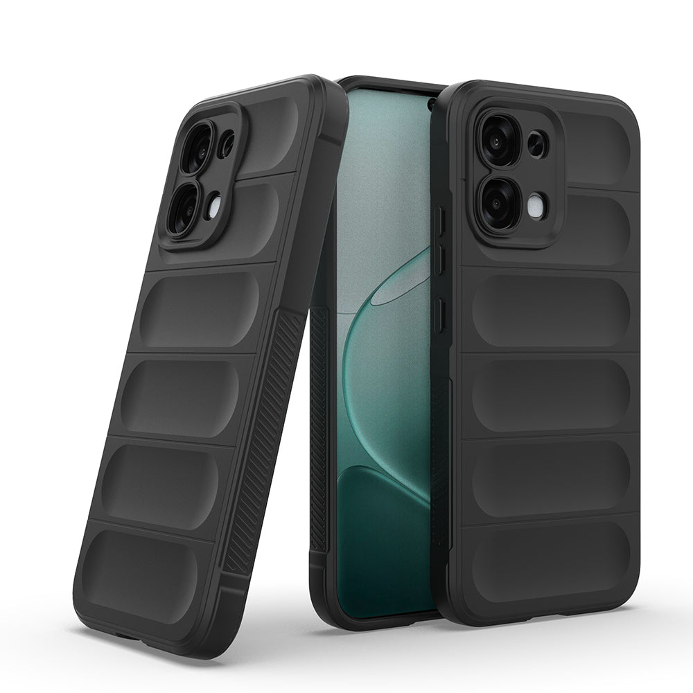 Oppo A6 Pro Kılıf Esnek TPU Oyuklu Arka Yüzey Tasarımlı Etnik Silikon Kapak Siyah