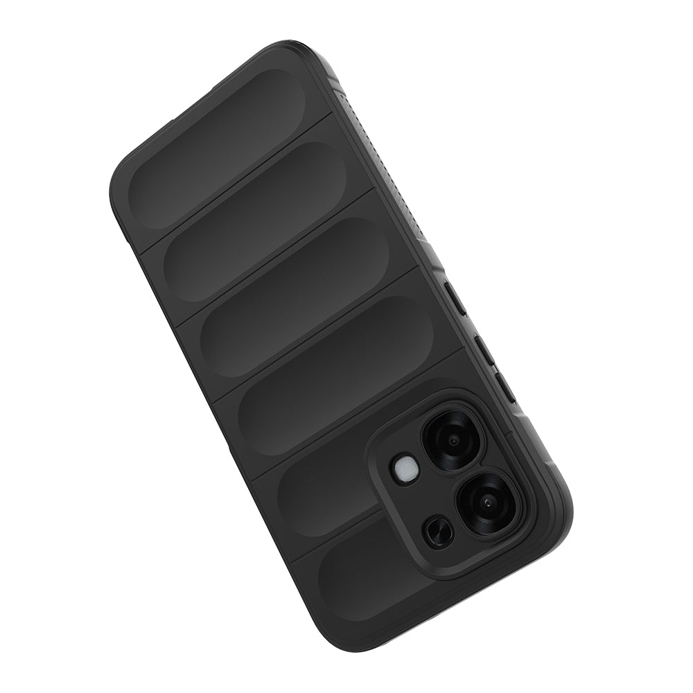 Oppo A6 Pro Kılıf Esnek TPU Oyuklu Arka Yüzey Tasarımlı Etnik Silikon Kapak Siyah