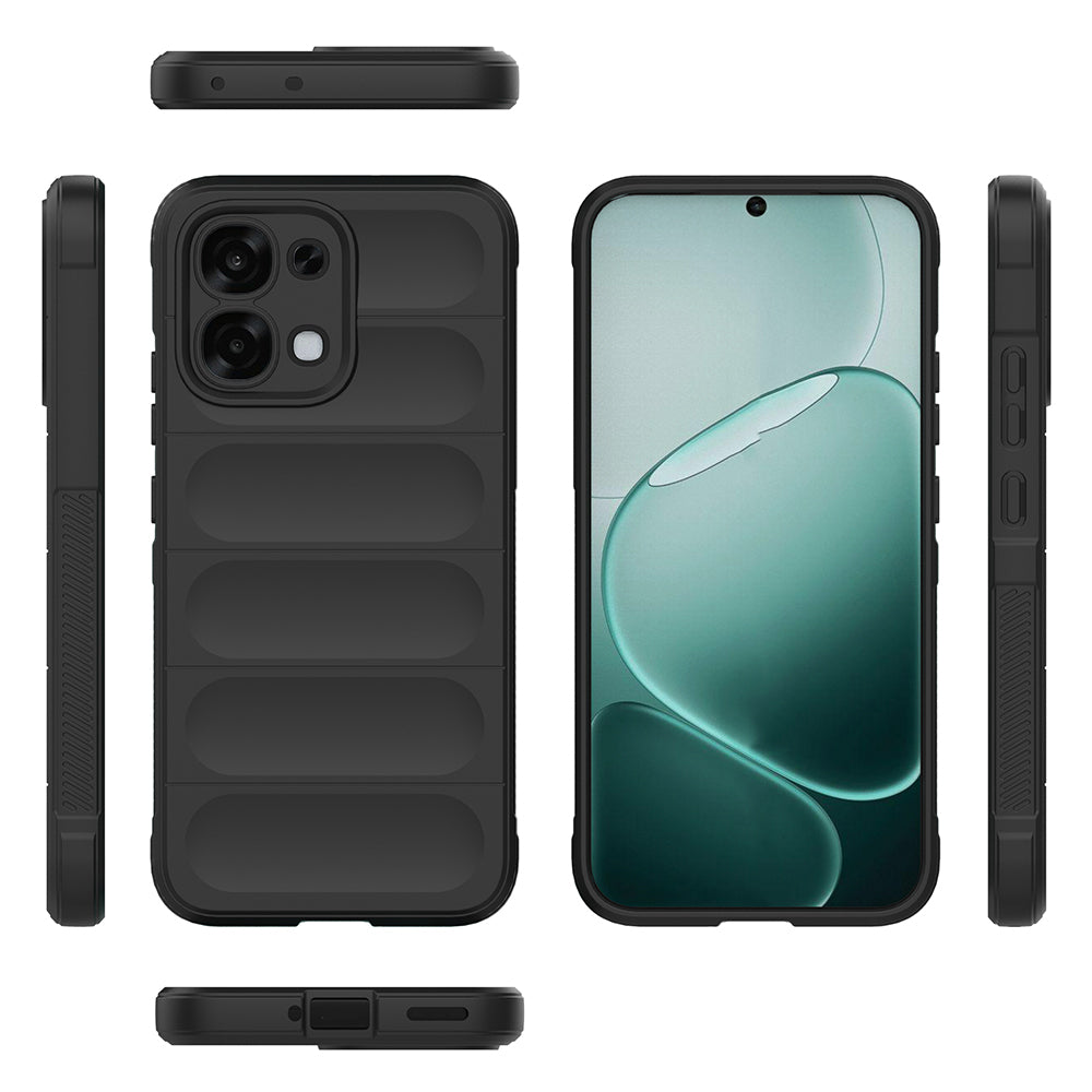 Oppo A6 Pro Kılıf Esnek TPU Oyuklu Arka Yüzey Tasarımlı Etnik Silikon Kapak Siyah