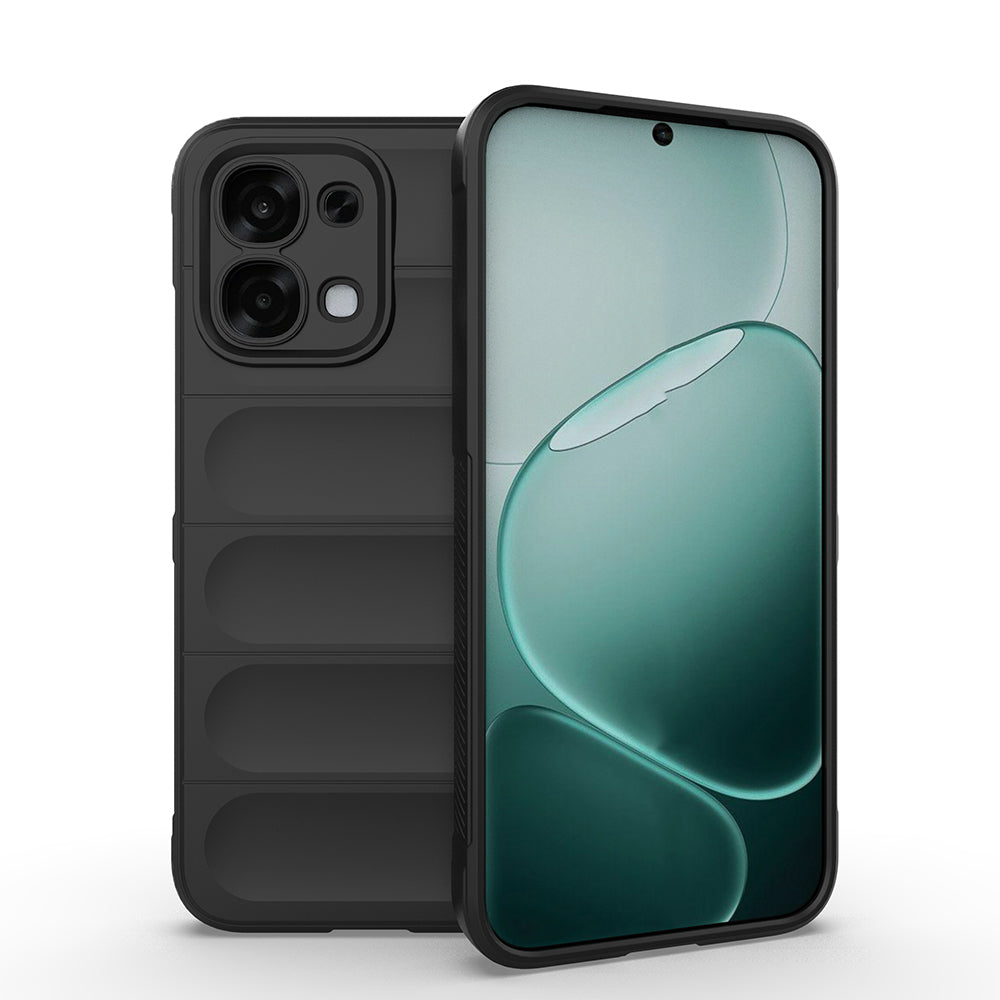 Oppo A6 Pro Kılıf Esnek TPU Oyuklu Arka Yüzey Tasarımlı Etnik Silikon Kapak Siyah