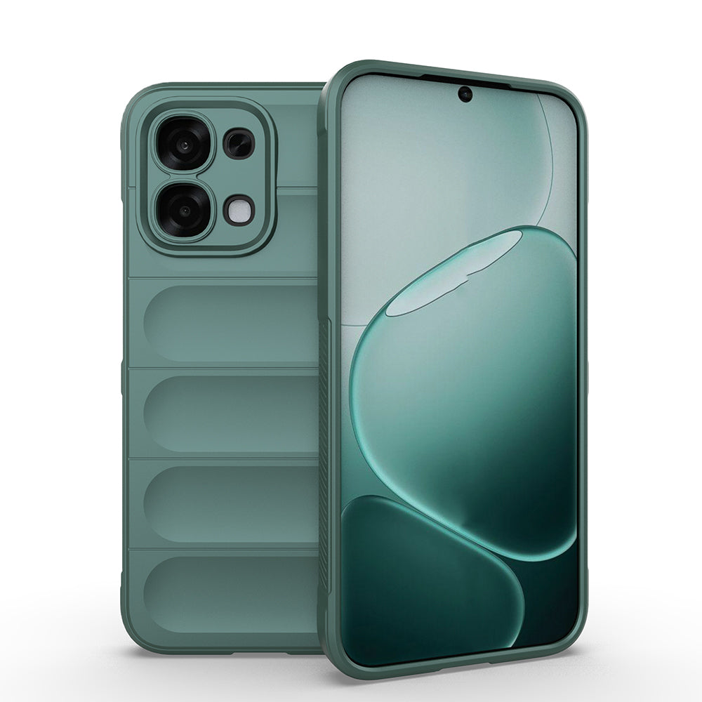 Oppo A6 Pro Kılıf Esnek TPU Oyuklu Arka Yüzey Tasarımlı Etnik Silikon Kapak Koyu Yeşil