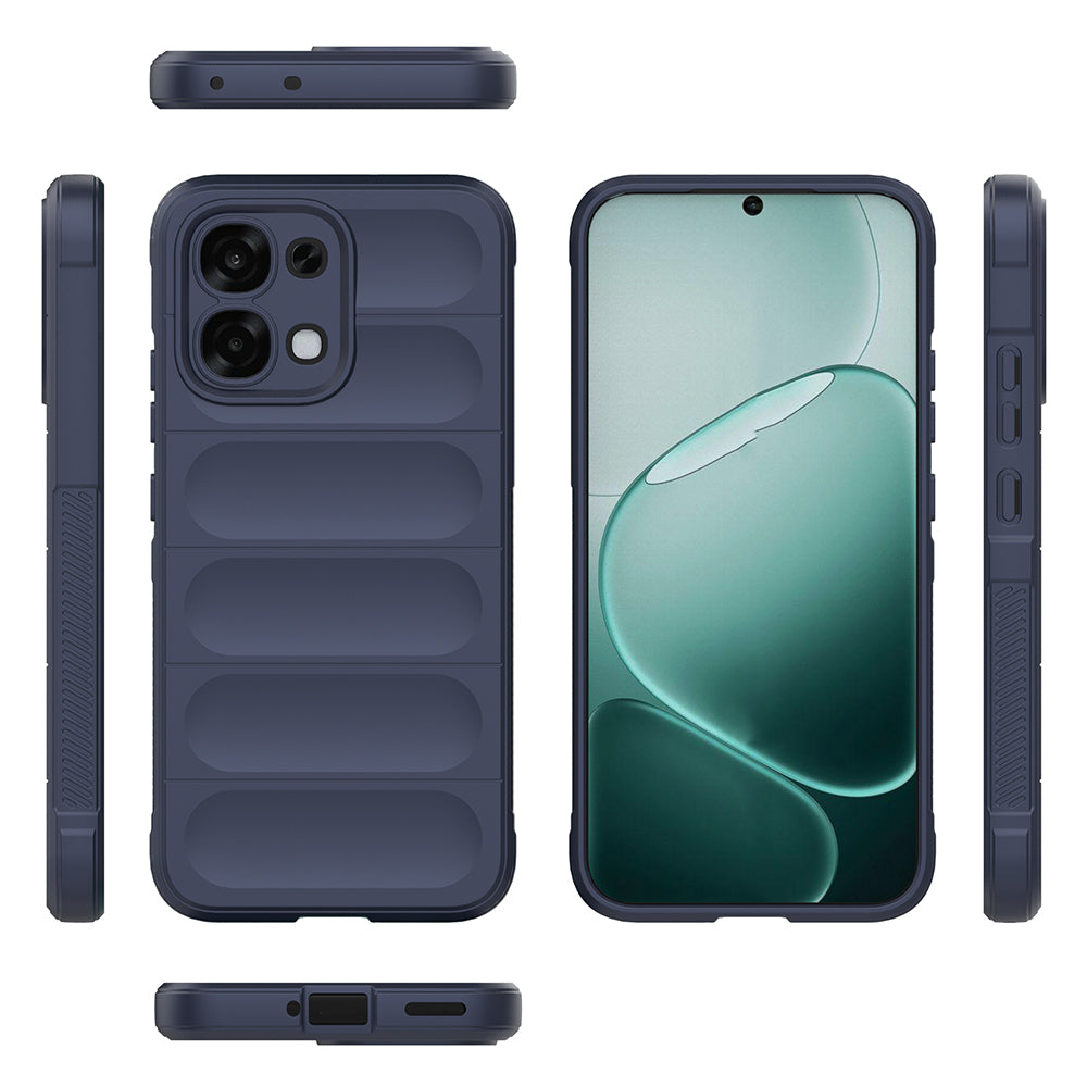 Oppo A6 Pro Kılıf Esnek TPU Oyuklu Arka Yüzey Tasarımlı Etnik Silikon Kapak Lacivert