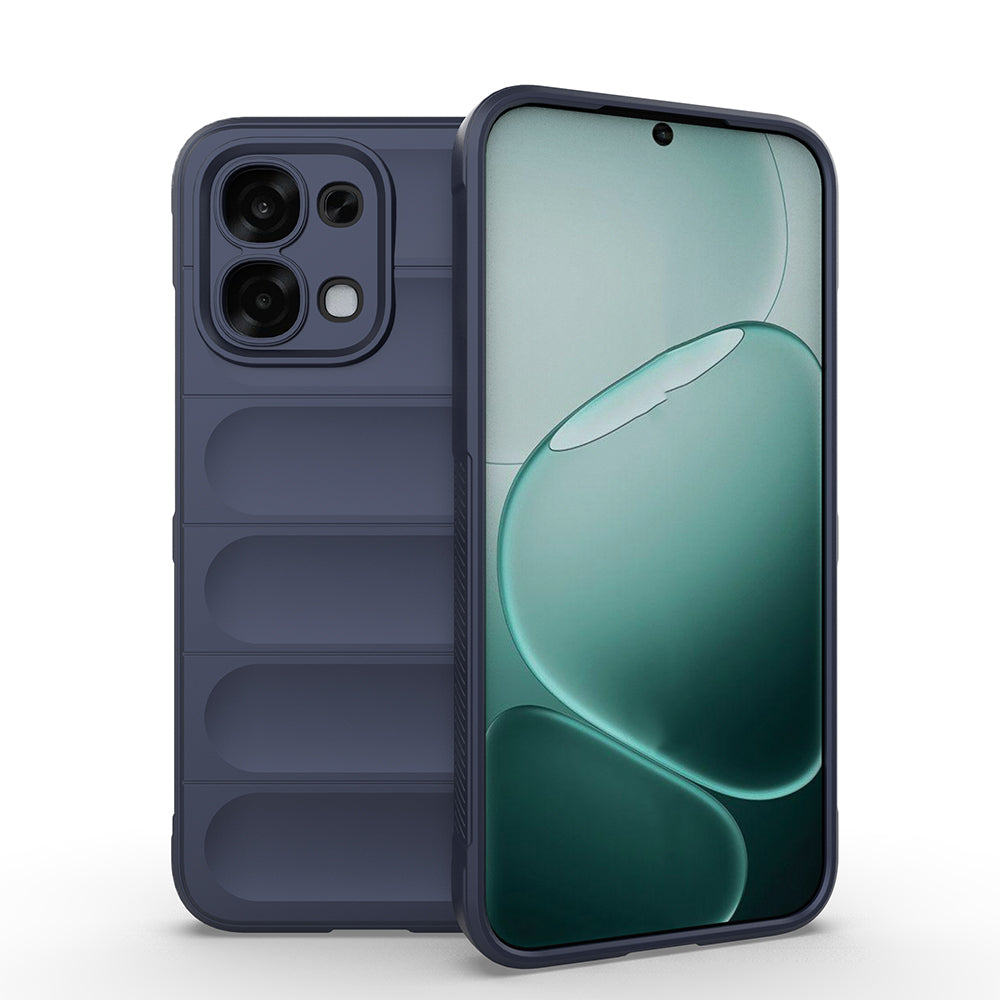 Oppo A6 Pro Kılıf Esnek TPU Oyuklu Arka Yüzey Tasarımlı Etnik Silikon Kapak Lacivert