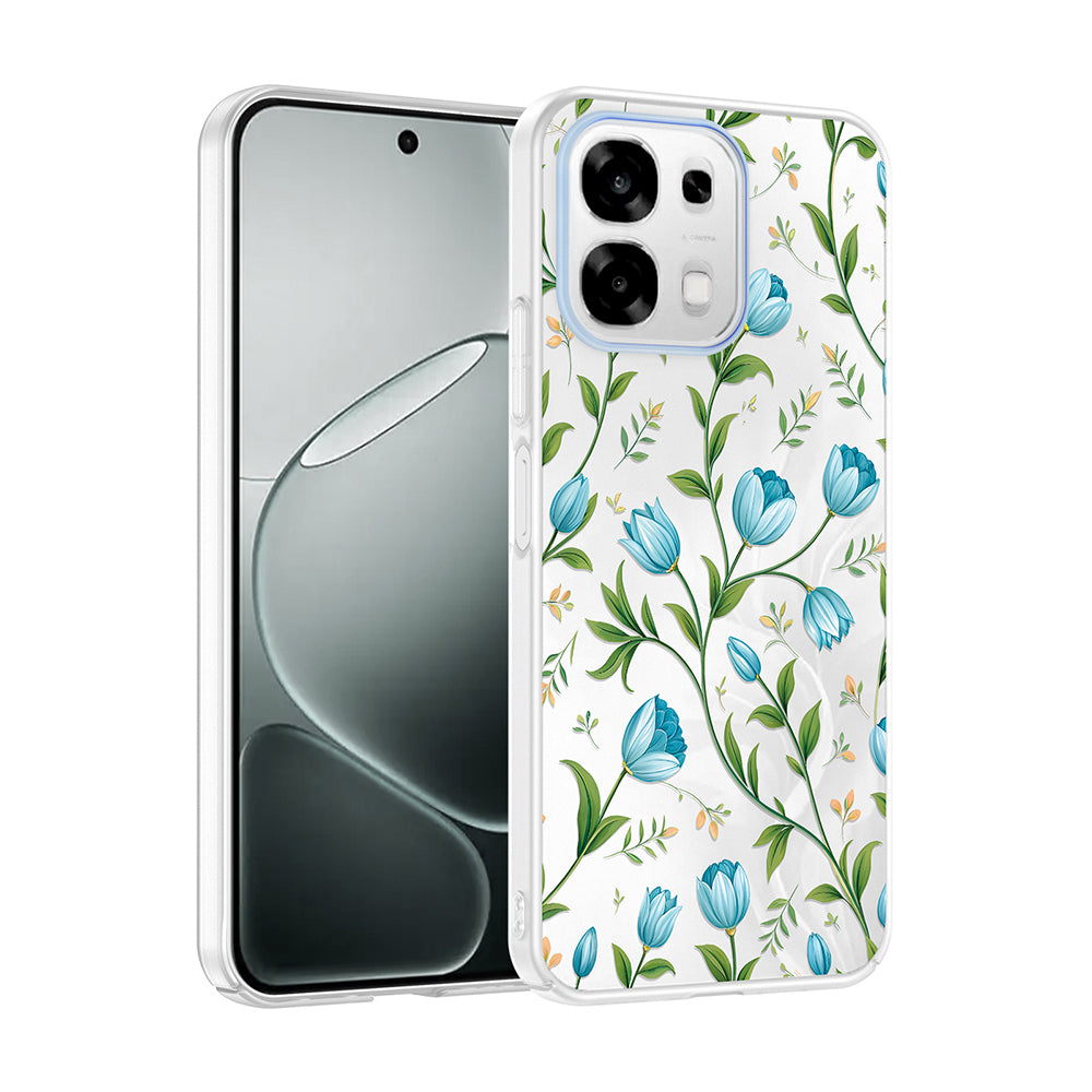 Oppo A6 Pro Kılıf Kamera Korumalı Desenli Zore Klip Kapak Mavi Lale