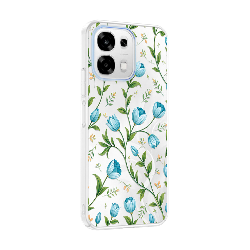 Oppo A6 Pro Kılıf Kamera Korumalı Desenli Zore Klip Kapak Mavi Lale