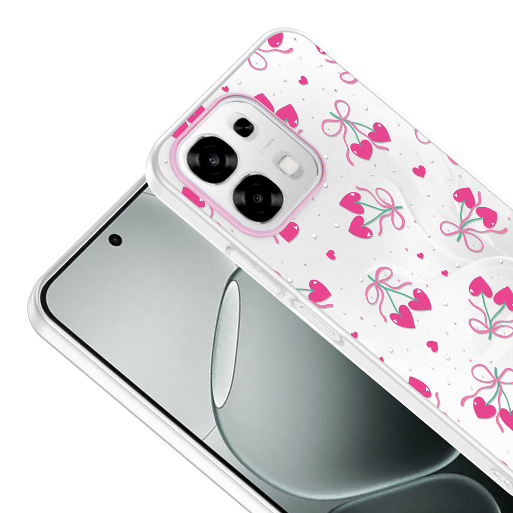 Oppo A6 Pro Kılıf Kamera Korumalı Desenli Zore Klip Kapak Kalpli Kiraz
