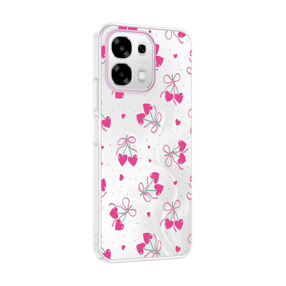 Oppo A6 Pro Kılıf Kamera Korumalı Desenli Zore Klip Kapak Kalpli Kiraz
