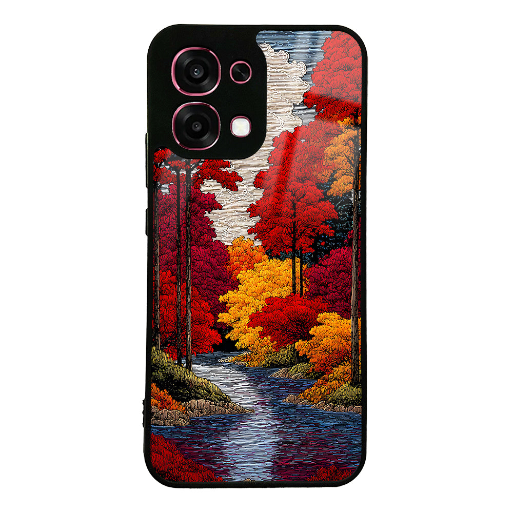 Oppo A6 Pro Kılıf Kamera Korumalı Desenli  Lusi Kapak Ağaçlar
