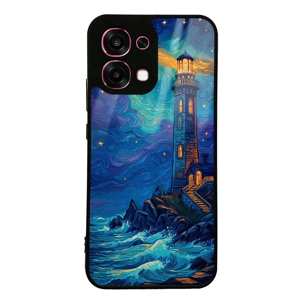 Oppo A6 Pro Kılıf Kamera Korumalı Desenli Lusi Kapak Deniz Feneri
