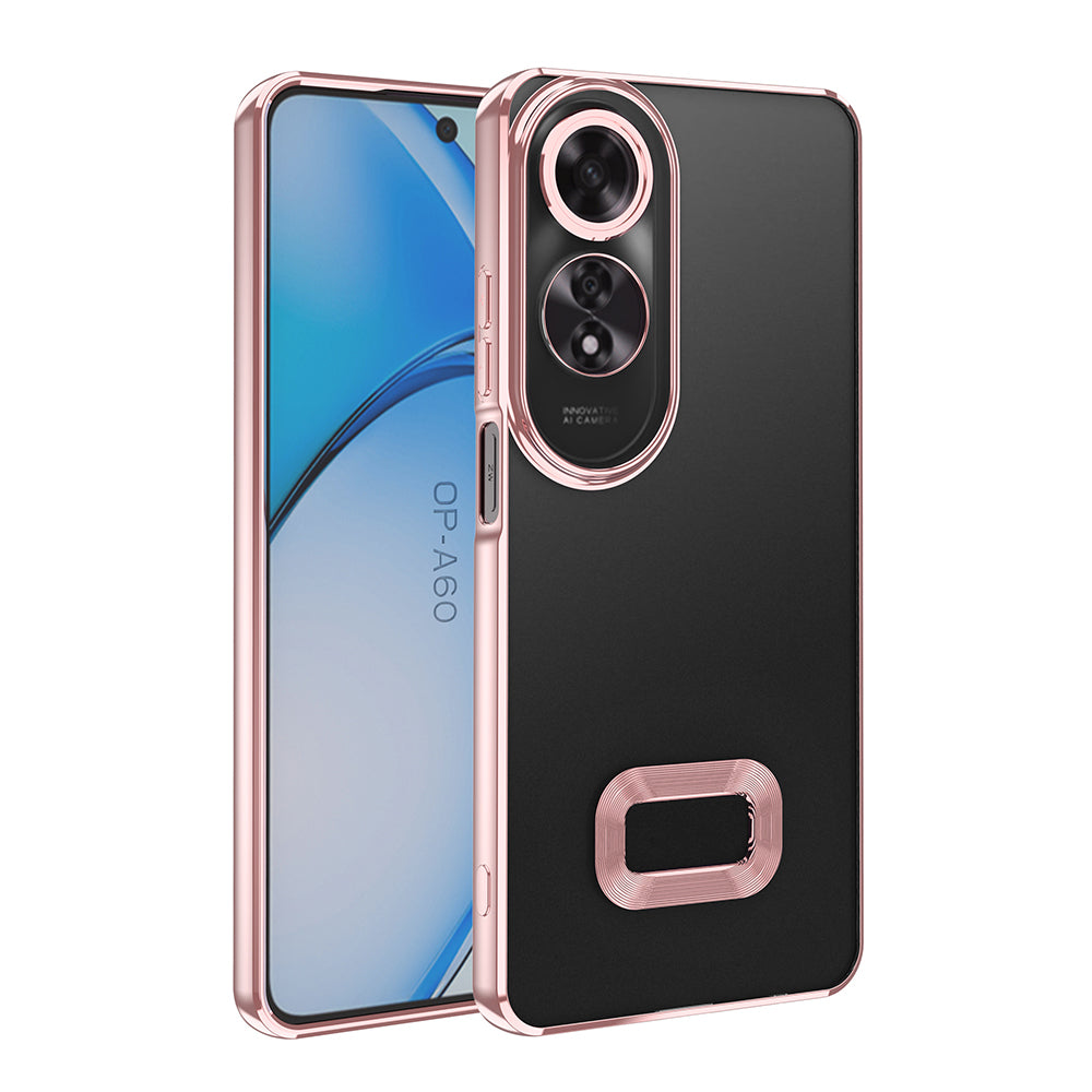 Oppo A60 Kılıf Kamera Korumalı Logo Gösteren Zore Omega Kapak Gümüş