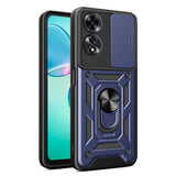 Oppo A60 Kılıf Magnetik Standlı Kamera Korumalı Zore Sürgülü Vega Kapak Mavi