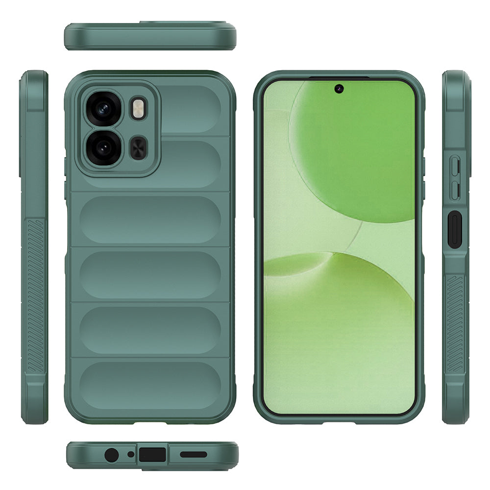 Oppo A6T Kılıf Esnek TPU Oyuklu Arka Yüzey Tasarımlı Zore Etnik Silikon Kapak Koyu Yeşil