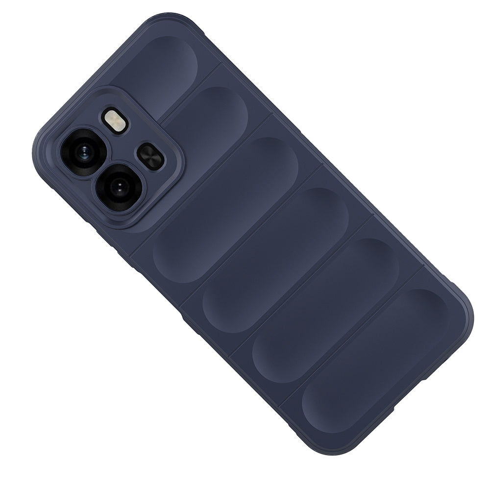 Oppo A6X Kılıf Esnek TPU Oyuklu Arka Yüzey Tasarımlı Zore Etnik Silikon Kapak Lacivert