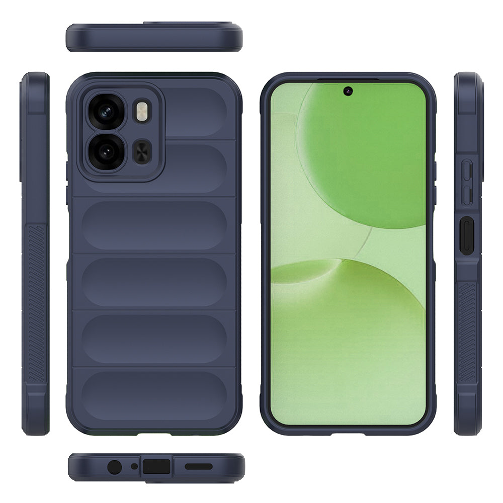 Oppo A6X Kılıf Esnek TPU Oyuklu Arka Yüzey Tasarımlı Zore Etnik Silikon Kapak Lacivert