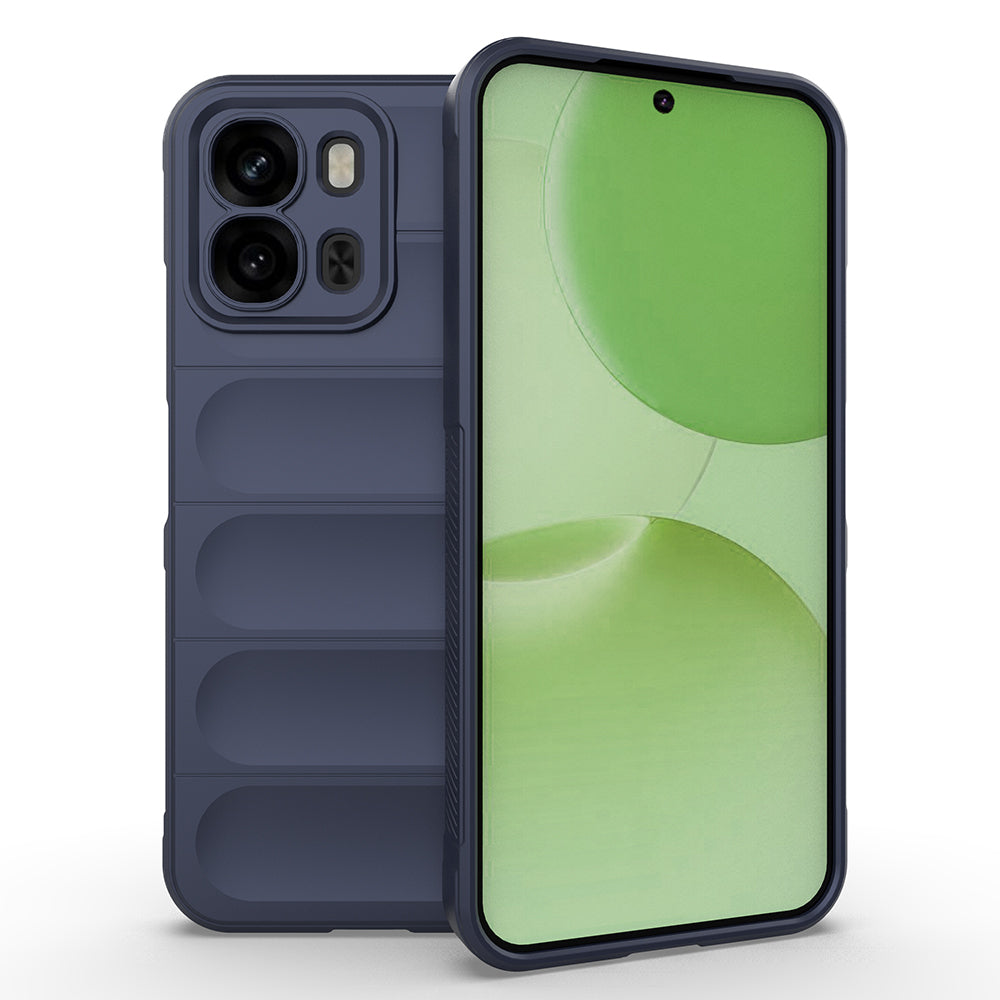 Oppo A6X Kılıf Esnek TPU Oyuklu Arka Yüzey Tasarımlı Etnik Silikon Kapak Lacivert