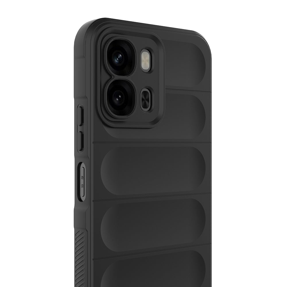 Oppo A6X Kılıf Esnek TPU Oyuklu Arka Yüzey Tasarımlı Etnik Silikon Kapak Siyah
