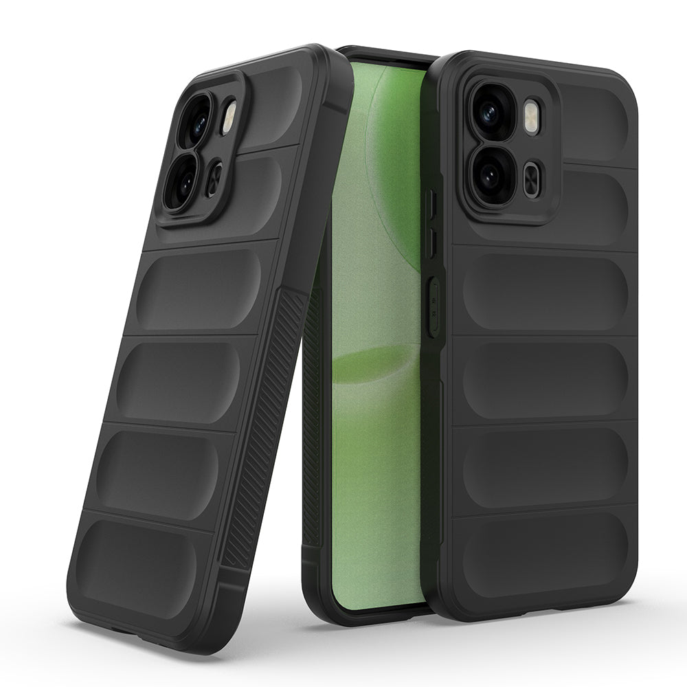 Oppo A6X Kılıf Esnek TPU Oyuklu Arka Yüzey Tasarımlı Zore Etnik Silikon Kapak Siyah