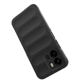 Oppo A6X Kılıf Esnek TPU Oyuklu Arka Yüzey Tasarımlı Etnik Silikon Kapak Siyah