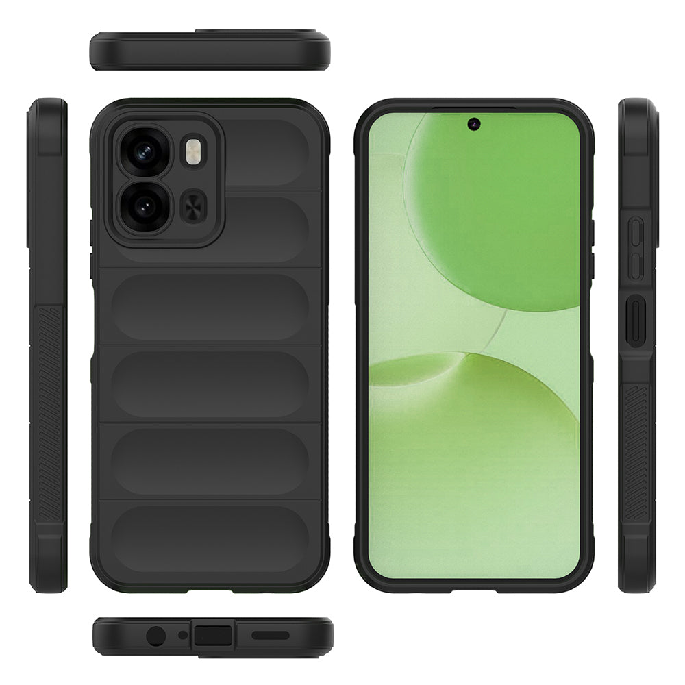 Oppo A6X Kılıf Esnek TPU Oyuklu Arka Yüzey Tasarımlı Etnik Silikon Kapak Siyah