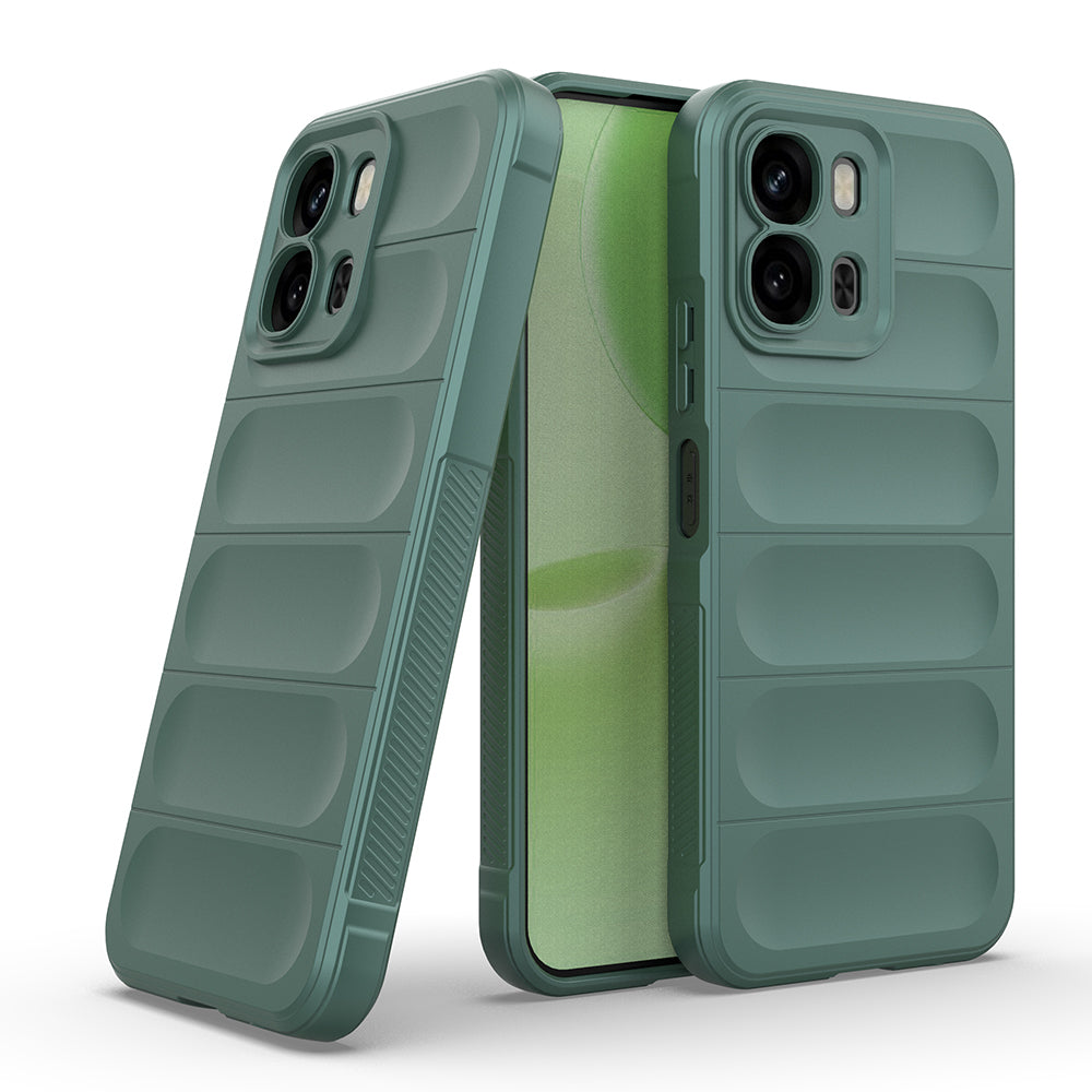 Oppo A6X Kılıf Esnek TPU Oyuklu Arka Yüzey Tasarımlı Zore Etnik Silikon Kapak Koyu Yeşil