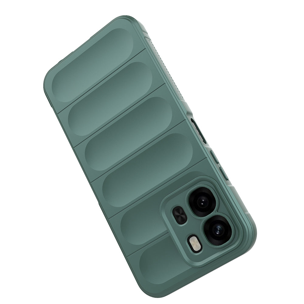 Oppo A6X Kılıf Esnek TPU Oyuklu Arka Yüzey Tasarımlı Zore Etnik Silikon Kapak Koyu Yeşil