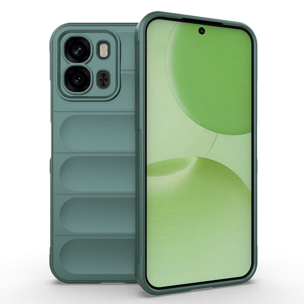 Oppo A6X Kılıf Esnek TPU Oyuklu Arka Yüzey Tasarımlı Etnik Silikon Kapak Koyu Yeşil