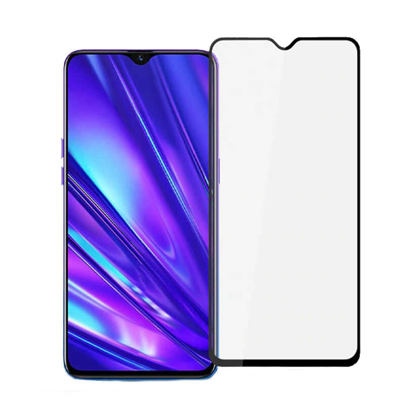 Oppo A73 Zore Kenarları Kırılmaya Dayanıklı Cam Ekran Koruyucu Siyah