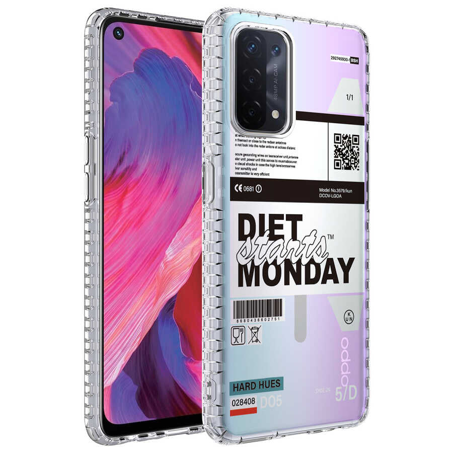 Oppo A74 4G Kılıf Airbag Kenarlı Renkli Desenli Silikon Zore Elegans Kapak NO6
