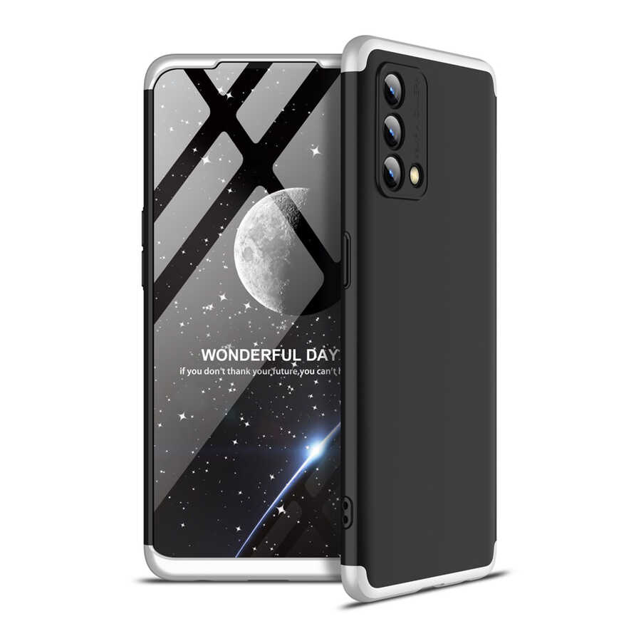 Oppo A74 4G Kılıf Zore Ays Kapak Siyah-Gri