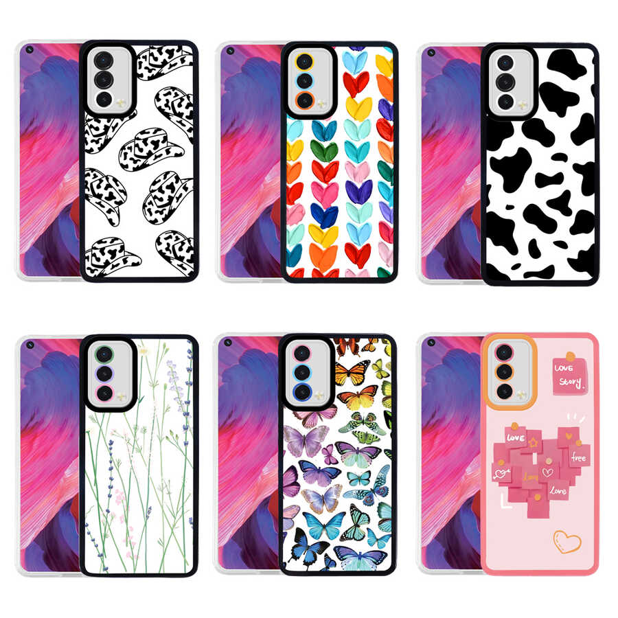 Oppo A74 4G Kılıf Zore M-Fit Desenli Kapak Flower No4
