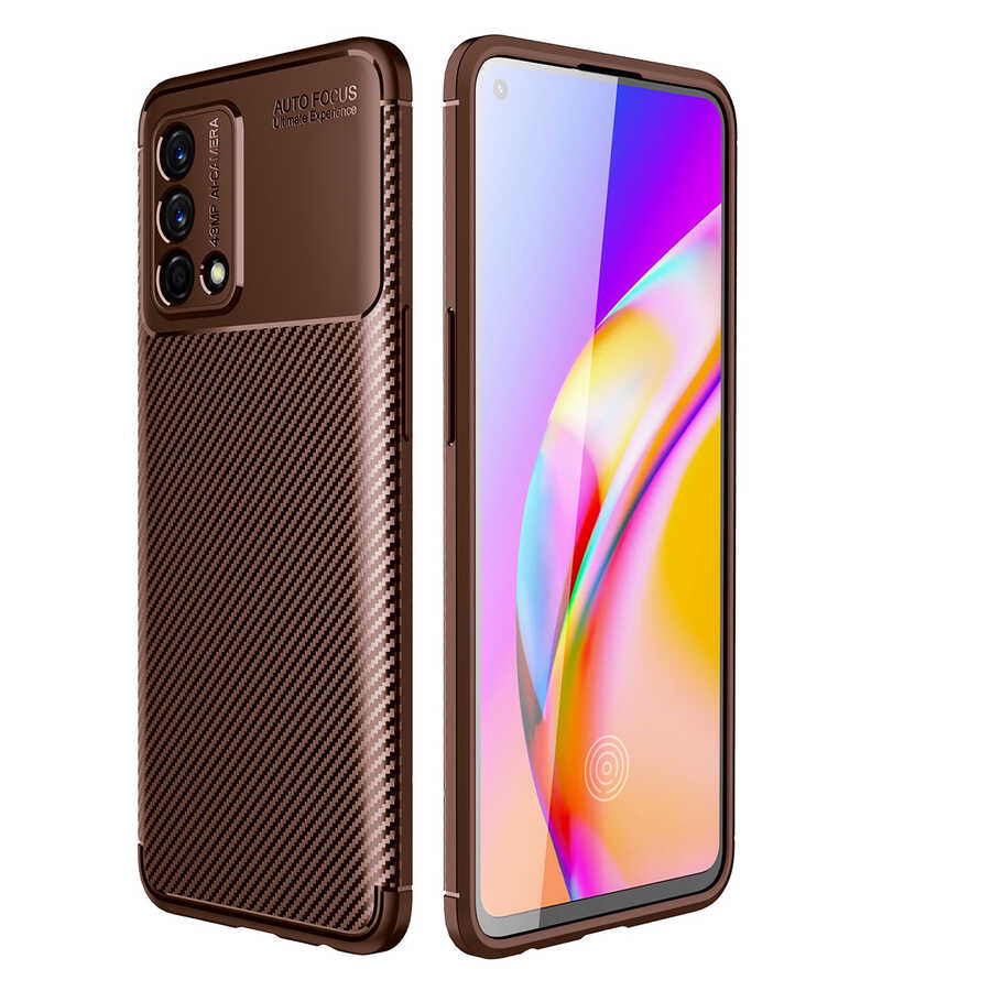 Oppo A74 4G Kılıf Zore Negro Silikon Kapak Kahverengi