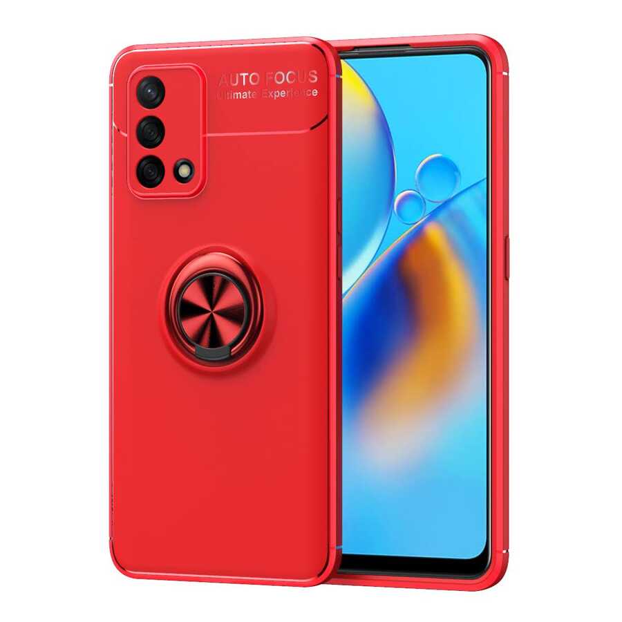 Oppo A74 4G Kılıf Zore Ravel Silikon Kapak Siyah-Kırmızı