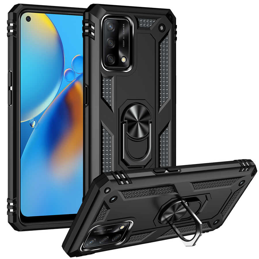 Oppo A74 4G Kılıf Zore Vega Kapak Siyah