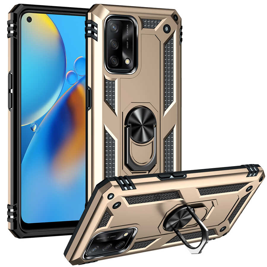 Oppo A74 4G Kılıf Zore Vega Kapak Gold