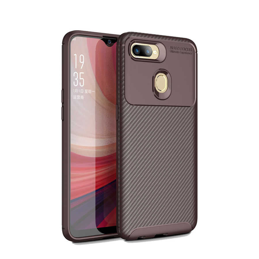 Oppo A7X Kılıf Zore Negro Silikon Kapak Kahverengi