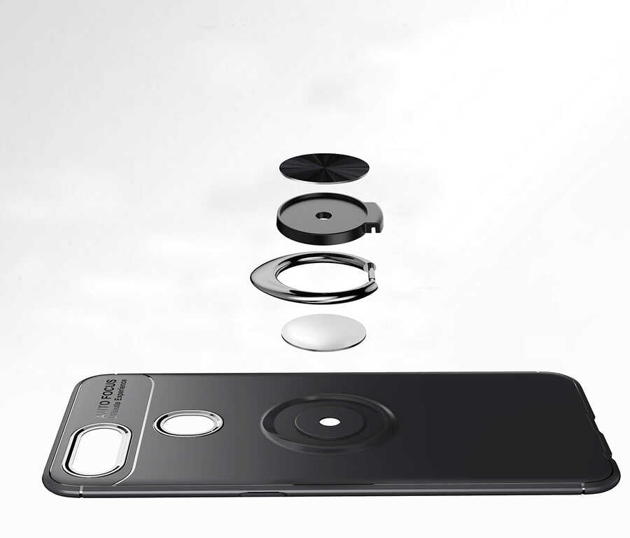 Oppo A7X Kılıf Zore Ravel Silikon Kapak Siyah-Kırmızı