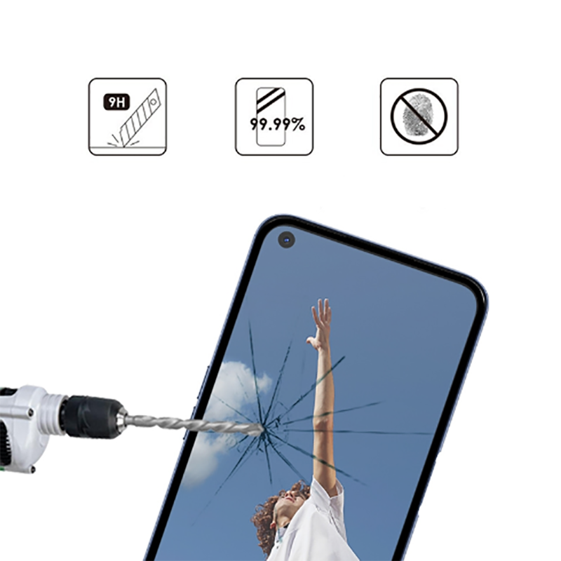 Oppo A92 Zore Kenarları Kırılmaya Dayanıklı Cam Ekran Koruyucu Siyah