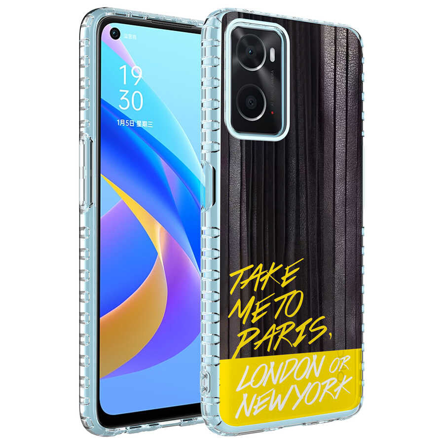 Oppo A96 4G Kılıf Airbag Kenarlı Renkli Desenli Silikon Zore Elegans Kapak NO3
