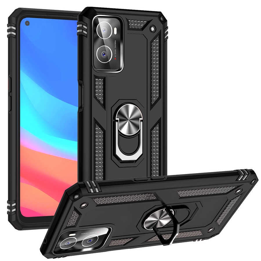 Oppo A96 4G Kılıf Zore Vega Kapak Siyah