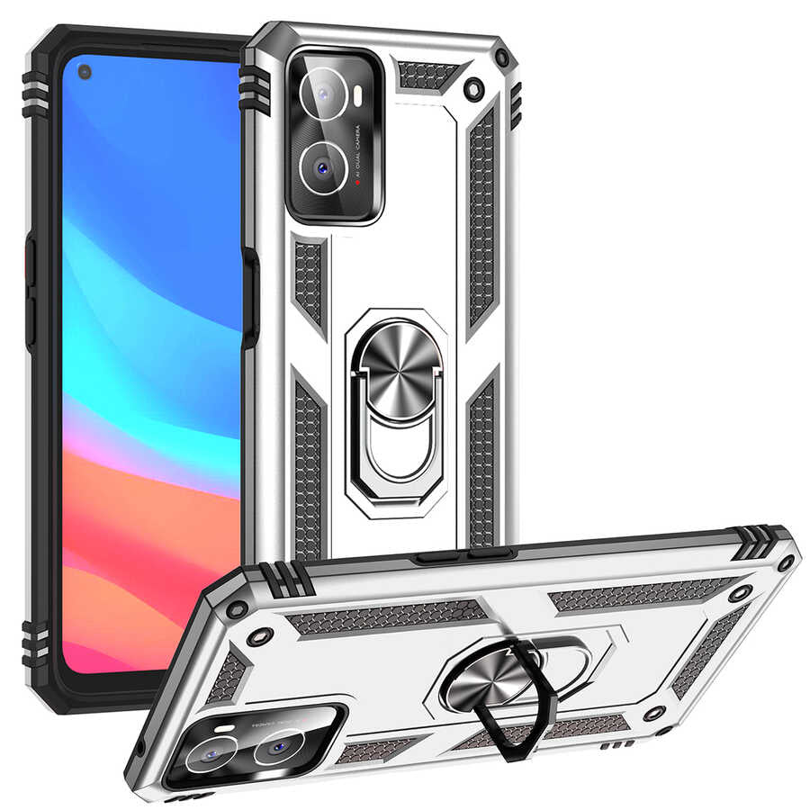 Oppo A96 4G Kılıf Zore Vega Kapak Gri