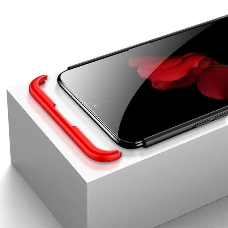 Oppo AX7 Kılıf Zore Ays Kapak Siyah-Kırmızı