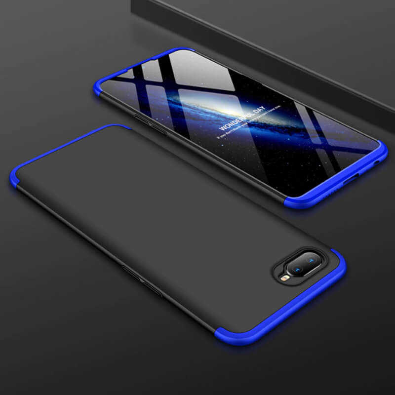 Oppo AX7 Kılıf Zore Ays Kapak Siyah-Mavi
