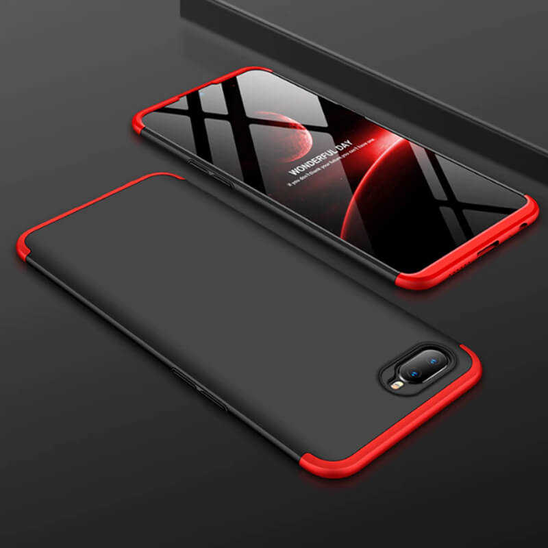 Oppo AX7 Kılıf Zore Ays Kapak Siyah-Kırmızı