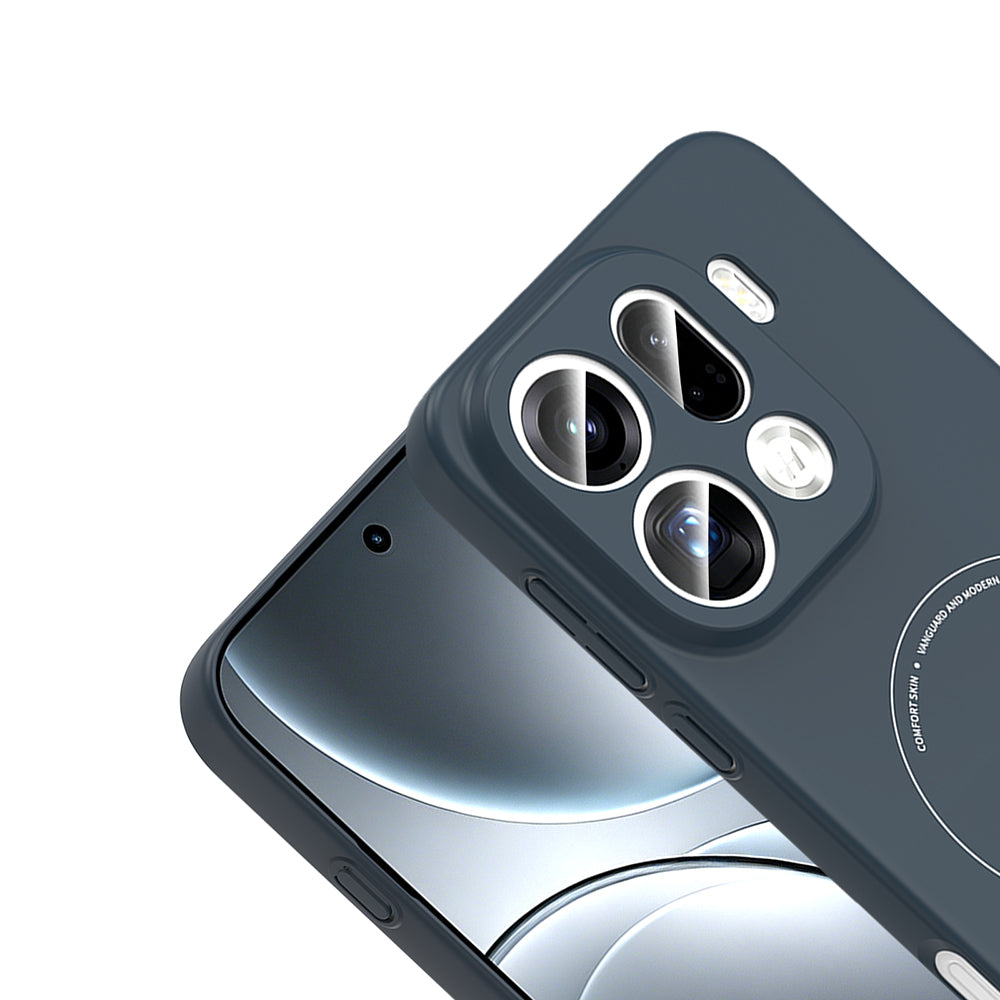 Oppo Find X9 Pro Kılıf M-Safe Şarj Özellikli Kamera Korumalı Zore Elio Sert PC Kapak Lacivert