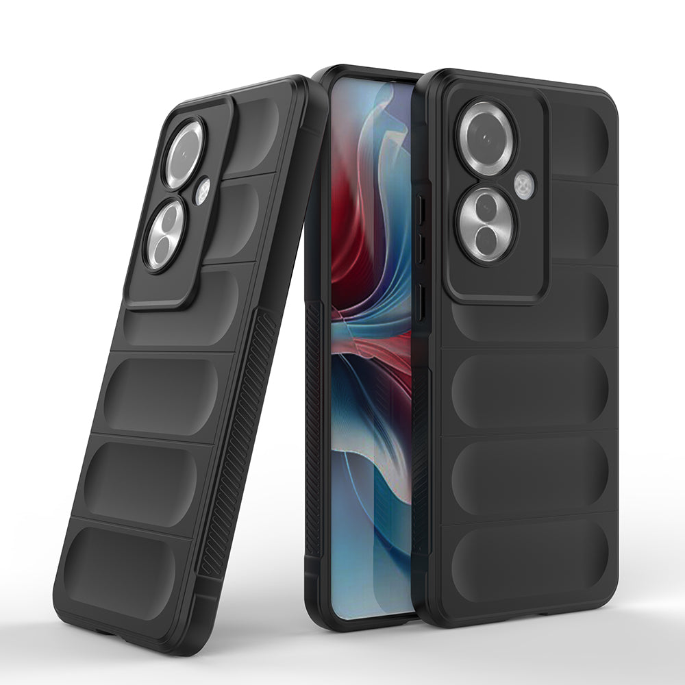 Oppo Reno 11F 5G Kılıf Esnek TPU Oyuklu Arka Yüzey Tasarımlı Zore Etnik Silikon Kapak Lacivert