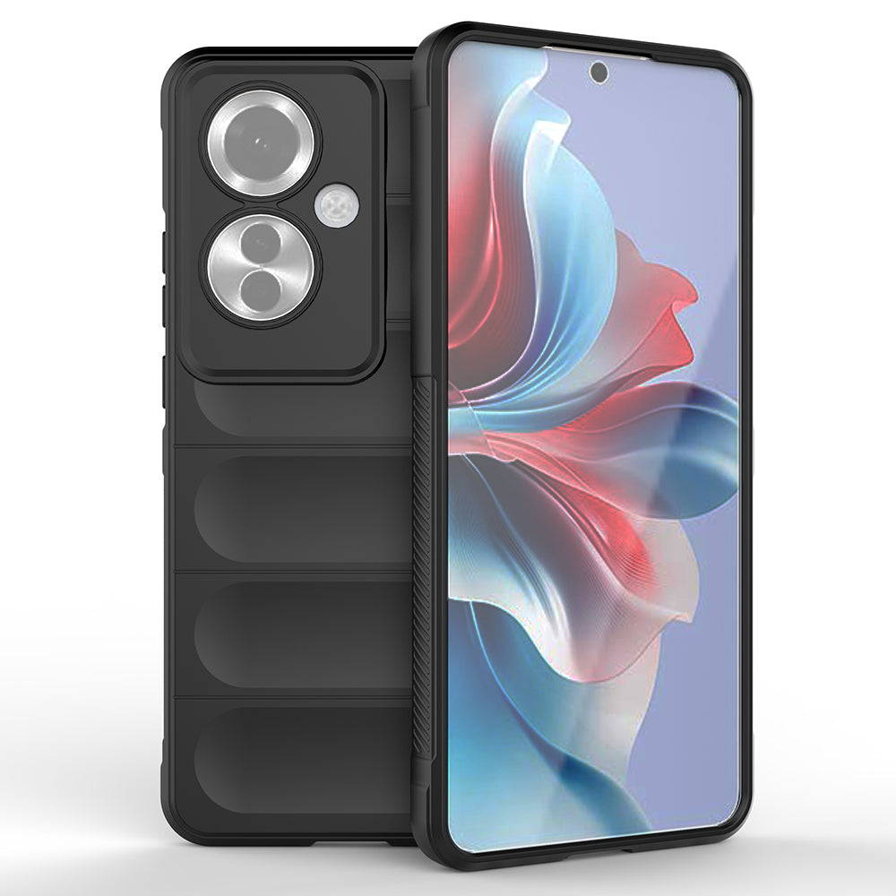 Oppo Reno 11F 5G Kılıf Esnek TPU Oyuklu Arka Yüzey Tasarımlı Zore Etnik Silikon Kapak Koyu Yeşil