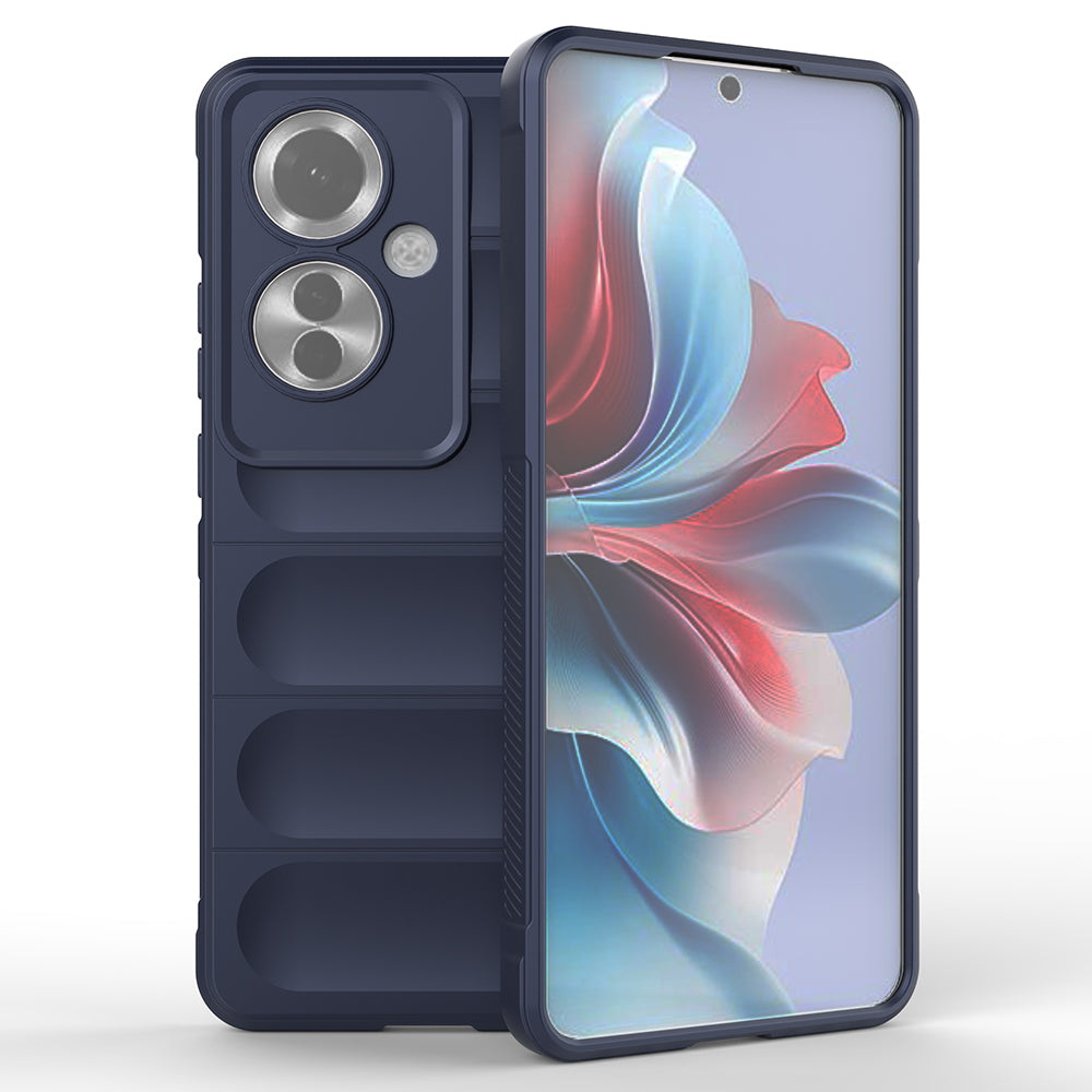 Oppo Reno 11F 5G Kılıf Esnek TPU Oyuklu Arka Yüzey Tasarımlı Zore Etnik Silikon Kapak Lacivert